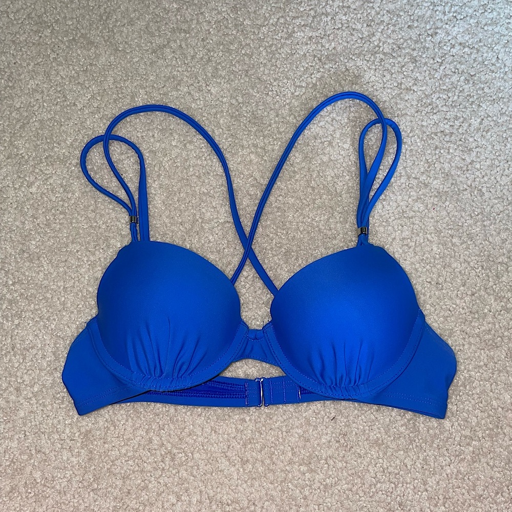 Aerie | Bridget 32B padded swim top in royal blue |